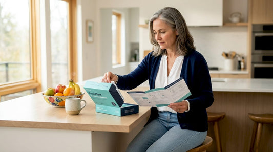Woman opening at-home multi-disease test kit