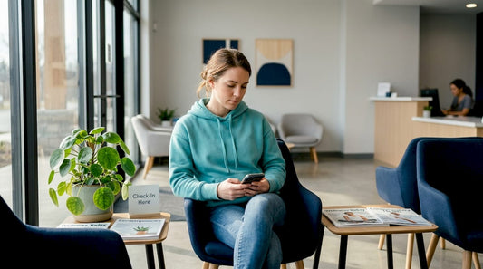 Woman waiting in clinic for STI diagnosis