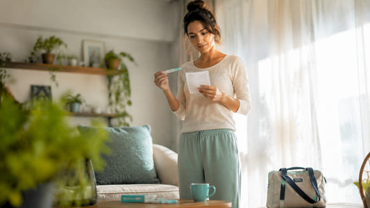 Woman using home ovulation test