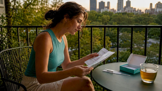 Woman preparing at home HPV test kit at kitchen table