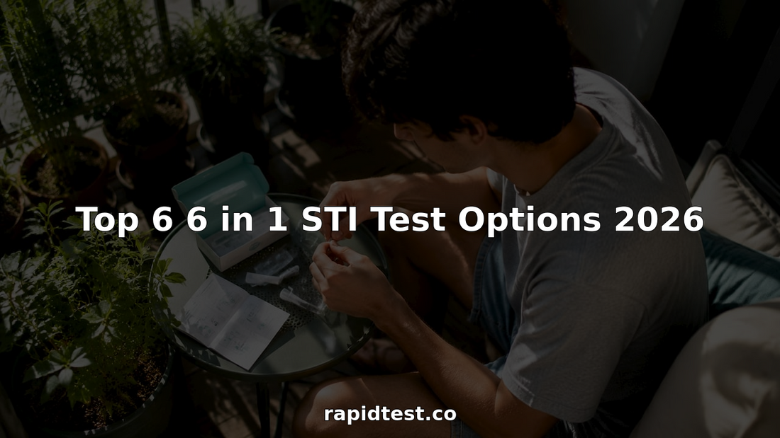 Person assembling STI test kit at home kitchen table