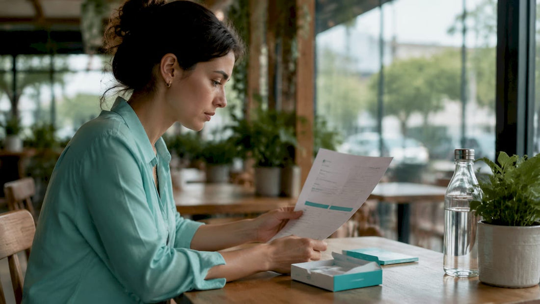 Person reviewing STI test documents at kitchen table