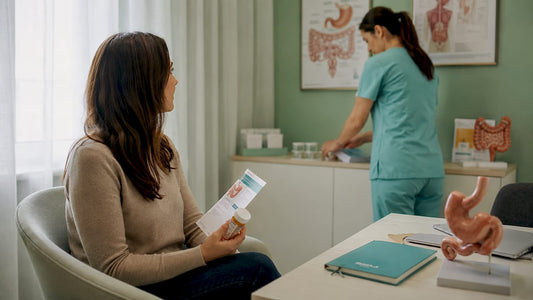 Patient and nurse preparing stomach bacteria test