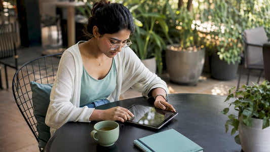 Person researching STI information at home