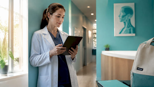 Healthcare professional reviewing throat health information