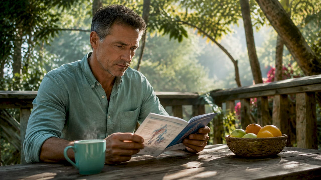 Man reviewing prostate health information at home
