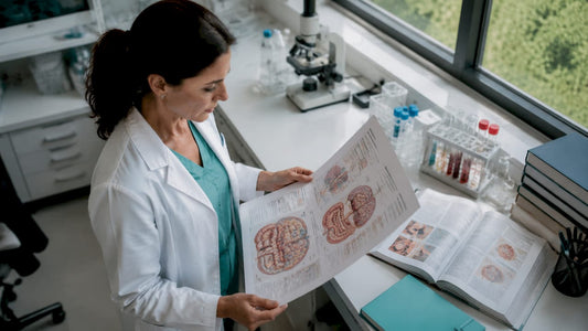 Doctor reviewing gut-brain connection documents