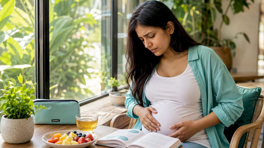 Woman experiencing abdominal bloating after eating