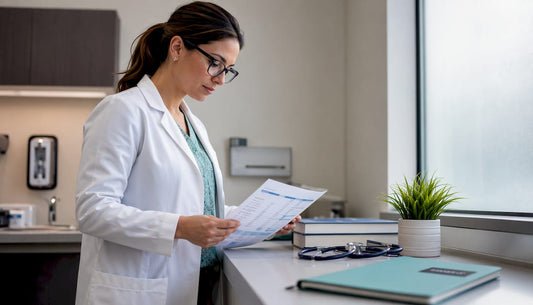 Clinician reviewing blood marker test results