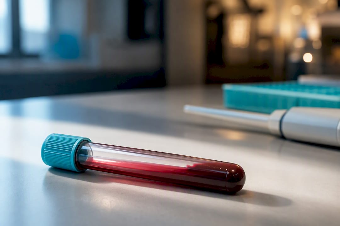 Blood sample tube in diagnostic laboratory