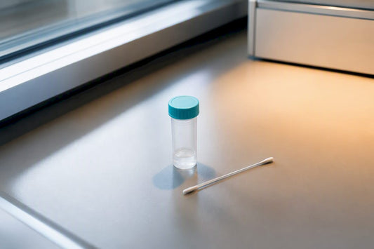 Anonymous specimen vial and swab for testing