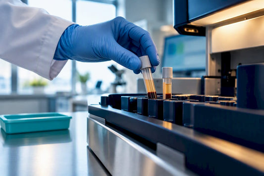 Serial blood samples being tested for hCG