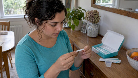 Person checking a RapidTest LH strip