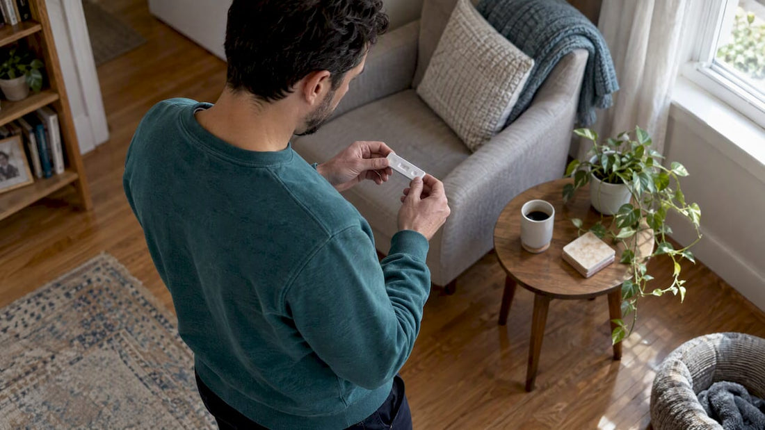 Adult checking rapid STI test result