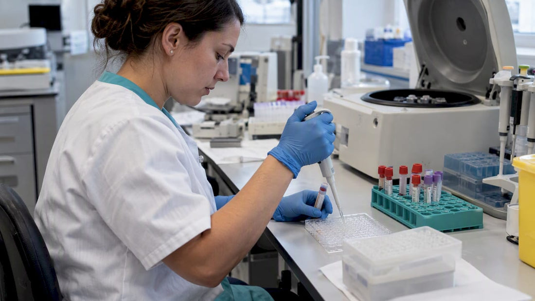 Technologist handling samples for serology testing