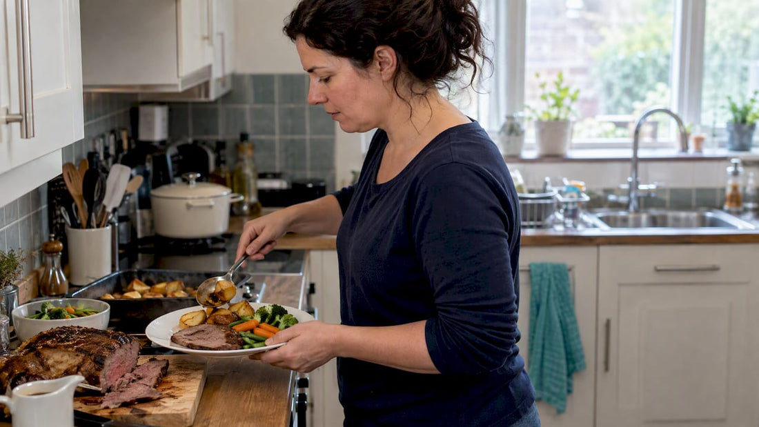 Adult preparing an ordinary meal at home