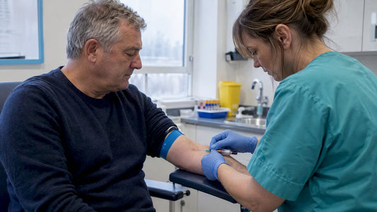 Man having an early morning blood test