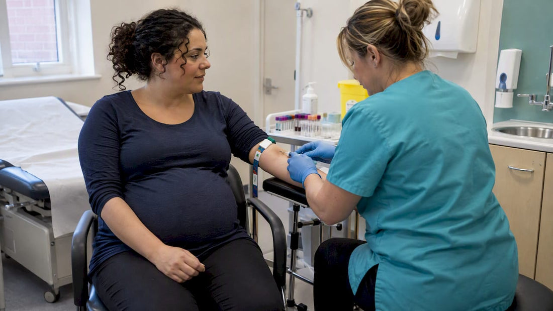 Pregnant woman having an antenatal blood test
