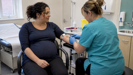 Pregnant woman having an antenatal blood test