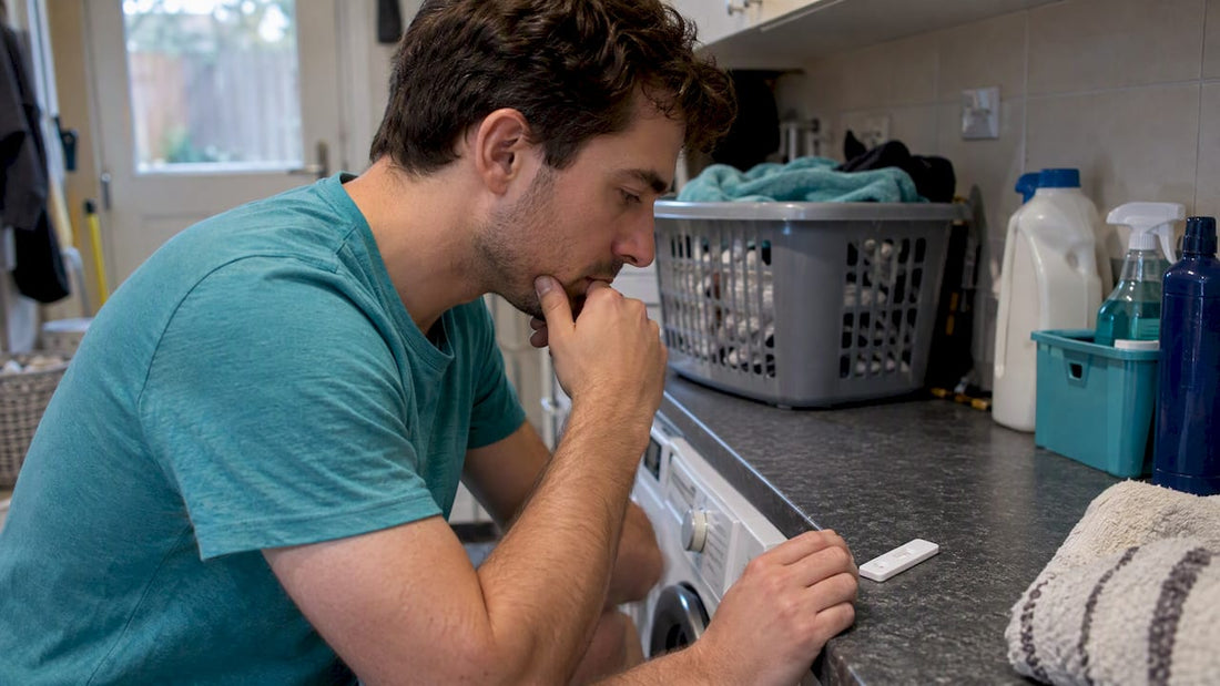 Adult checking a rapid HIV self-test