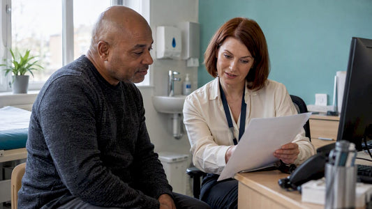 Man and GP reviewing PSA test results