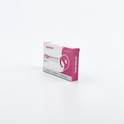 Rapid test kit box with 'rapidtest' branding on a white background