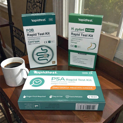 Full Men's over 35 Health MOT Bundle - Results at home in 10 Minutes for Early Prostate Cancer, Bowel Cancer Detection, Stomach Ulcers & Digestive Health. 98.79% Accurate