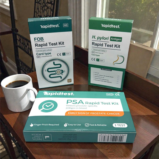 Full Men's over 35 Health MOT Bundle - Results at home in 10 Minutes for Early Prostate Cancer, Bowel Cancer Detection, Stomach Ulcers & Digestive Health. 98.79% Accurate