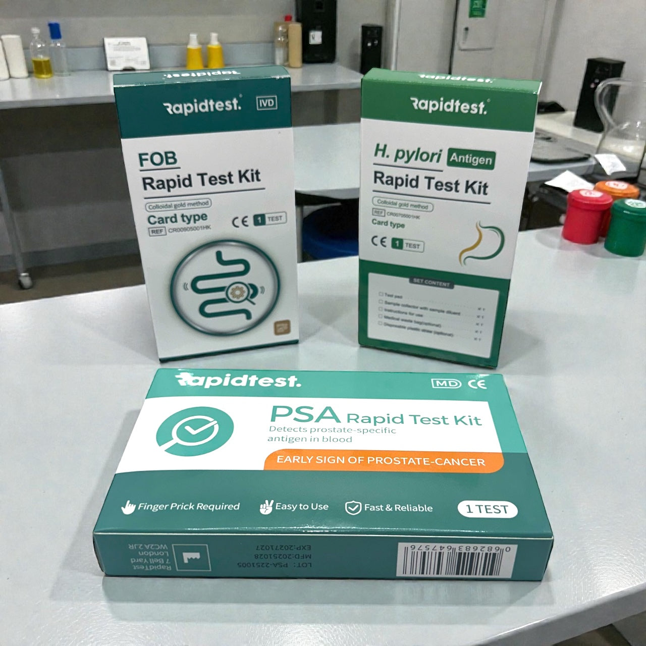 Full Men's over 35 Health MOT Bundle - Results at home in 10 Minutes for Early Prostate Cancer, Bowel Cancer Detection, Stomach Ulcers & Digestive Health. 98.79% Accurate