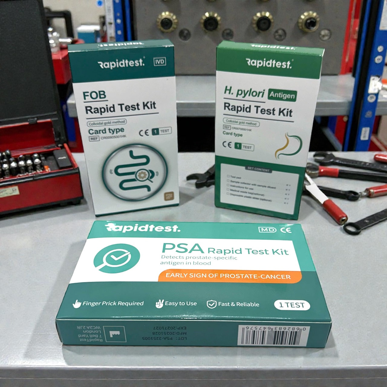 Full Men's over 35 Health MOT Bundle - Results at home in 10 Minutes for Early Prostate Cancer, Bowel Cancer Detection, Stomach Ulcers & Digestive Health. 98.79% Accurate