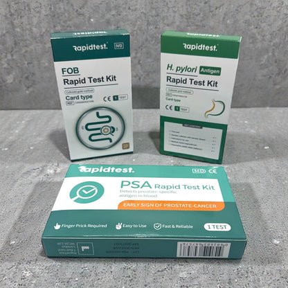 Full Men's over 35 Health MOT Bundle - Results at home in 10 Minutes for Early Prostate Cancer, Bowel Cancer Detection, Stomach Ulcers & Digestive Health. 98.79% Accurate